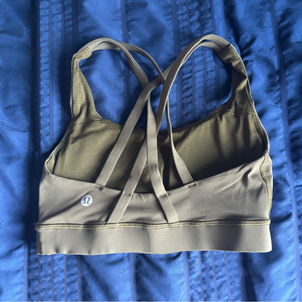 Olive green cross back lululemon sports bra